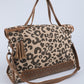 Leopard Print Studded Tassel Zipper Tote Bag