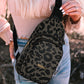 Leopard Printed PU Leather Zippered Fanny Pack Sling Bag