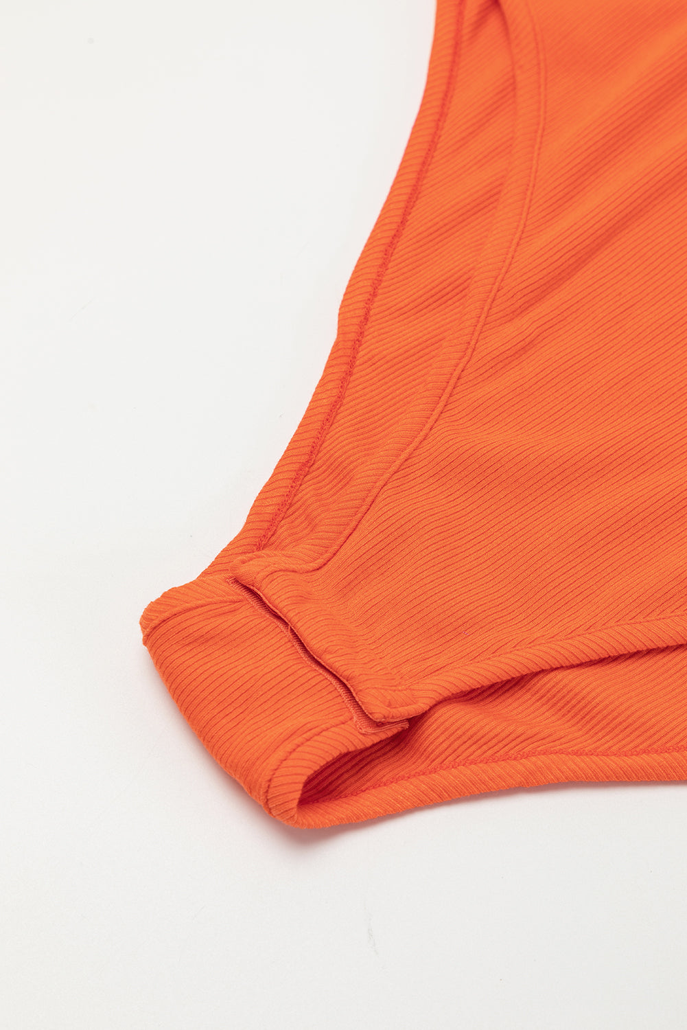 Orange Ribbed Knit Tiered Ruffled Sleeve Bodysuit