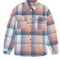 Gold Flame & Grey Plaid Button Up Collared Flannel Shacket