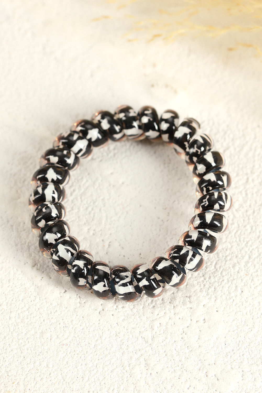 Black Leopard Telephone Spiral Coil Wire Hair Tie