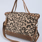 Leopard Print Studded Tassel Zipper Tote Bag