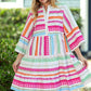 Multicolour Geometric Pattern Ruffle Tiered Mini Dress