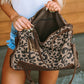 Leopard Print Studded Tassel Zipper Tote Bag