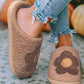 Camel Fuzzy Flower Pattern Home Slippers