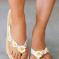 White Daisy Decor Braided Edge Flip Flops