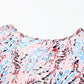 Pink Abstract Print Boho Tiered Ruffled Short Dress
