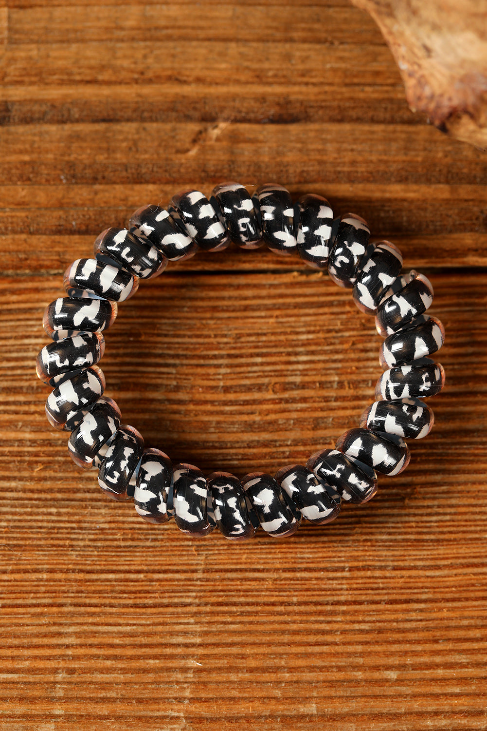 Black Leopard Telephone Spiral Coil Wire Hair Tie