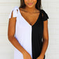 Black & White Patchwork Knotted V-Neck Tank Top