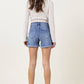 Denim Shorts with Pin Tuck Detail