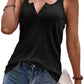 Black Basic & Casual Split V Neck Tank Top