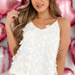 White Butterfly Applique Mesh Overlay Cami Top
