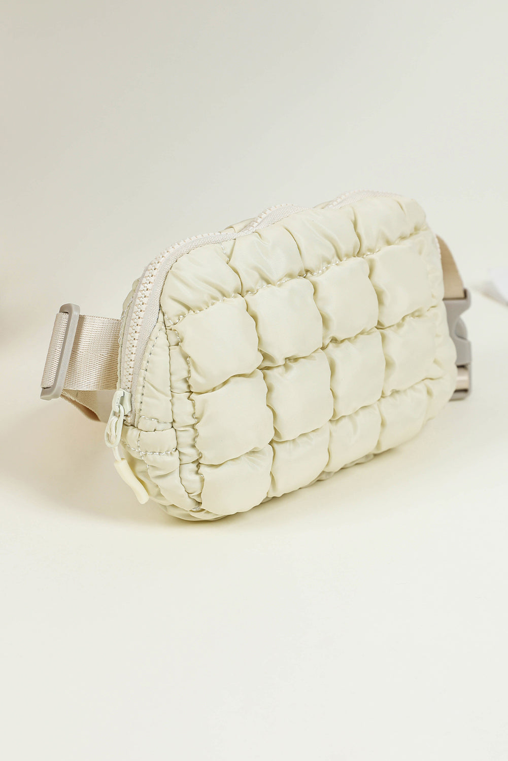 Beige Casual Puffy Quilted Crossbody Bag