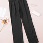 Black Belted Wide Leg High Waisted Pants for Women