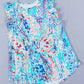 Dark Blue Abstract Print Color Block Babydoll Ruffle Sleeveless Shirt