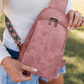 Rose Tan Plain Vintage Suede Crossbody Bag