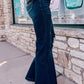 Real Teal High Rise Ripped Bell Bottom Jeans