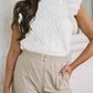 White Casual Ruffled Textured Knitted Sweater Vest