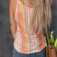 Multicolor Geometric Striped Casual Metal Ring Buckle Cami Top