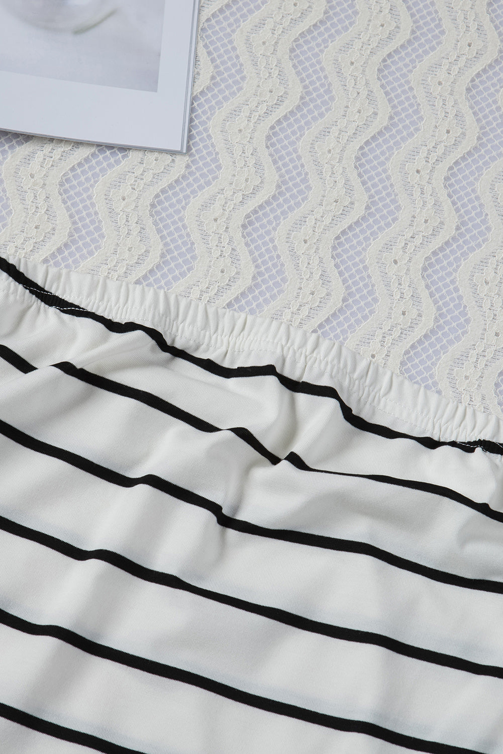 Black & White Striped Summer Strapless Top