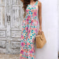 Multicolor Floral Printed Round Neck Sleeveless Maxi Dress