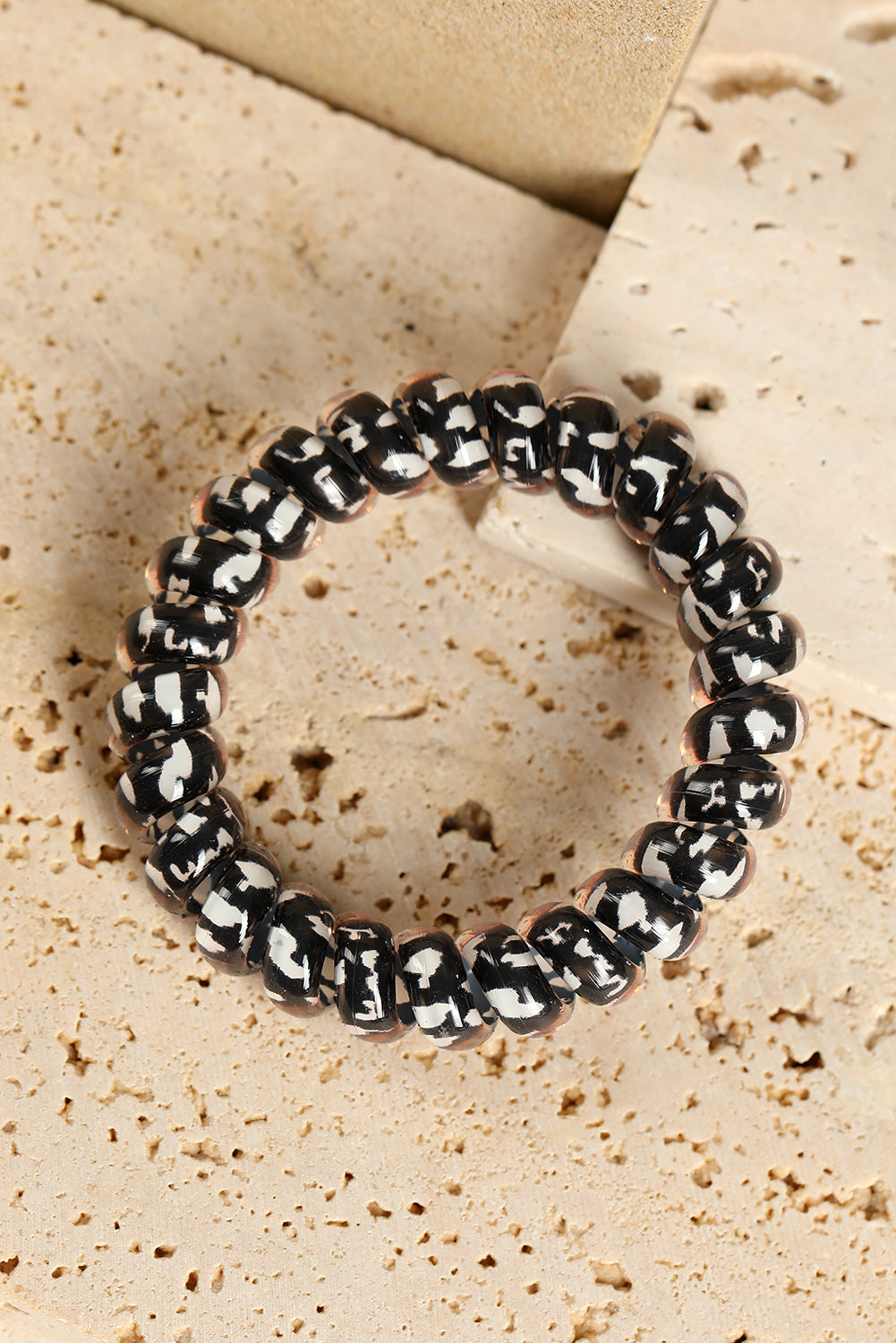 Black Leopard Telephone Spiral Coil Wire Hair Tie