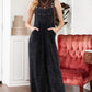 Black Crinkle Loose Fit Wide Leg Jumpsuit