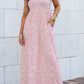 Pink Sleeveless Floor Length Leopard Print Dress with Pockets