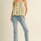 Yellow Floral Patchwork Boho Knot Straps Top