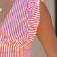 Striped Print Ruffled Bow Backless Peplum Sleeveless Shirt