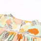 Multicolor Abstract Print Boho Ruffle Puff Sleeve Blouse