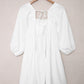 White Square Neck Ruched Casual Short Dress