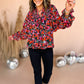 Ruby Floral Shirred V Neck Puff Sleeve Blouse