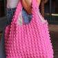 Rose Textured Pleated Bubble Shoulder Bag