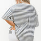 Striped Casual Plus Size Button Neck Henley Tee