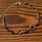 Fiery Red Valentine Heart Shape Gem Bracelet