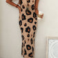 Leopard Split Open Back Sleeveless Maxi Dress