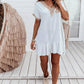 White Lace Trim Contrast Short Sleeve Ruffled Mini Dress
