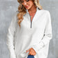 White Oversized Quarter-Zip Pullover Sweatshirt