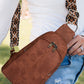 Rose Tan Plain Vintage Suede Crossbody Bag