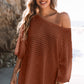 Apricot Casual Solid Rib-Knit Short Sleeve Top