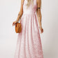 Pink Sleeveless Floor Length Leopard Print Dress with Pockets