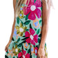 Green Floral Print Sleeveless Ruffle Hem Mini Dress