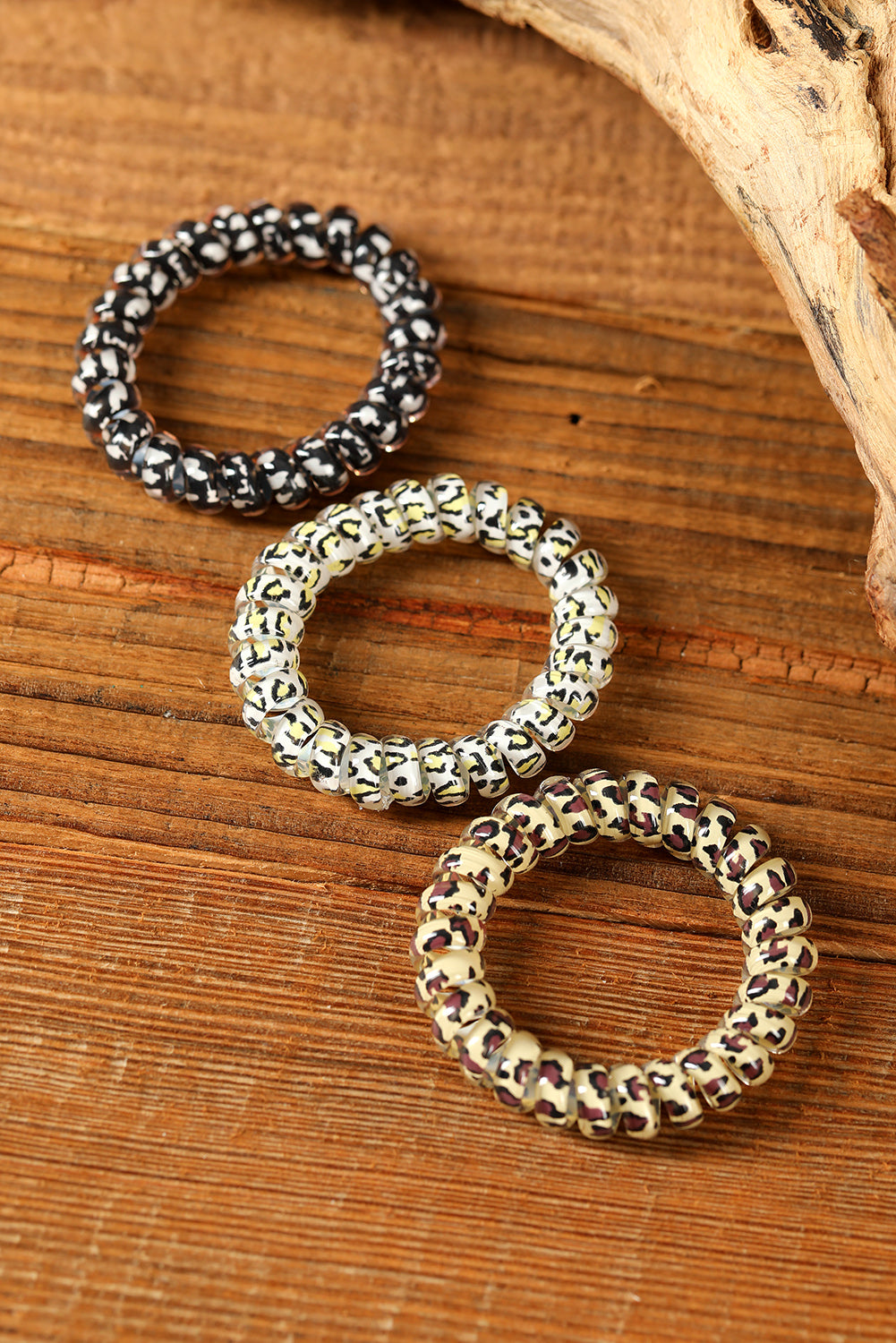 Black Leopard Telephone Spiral Coil Wire Hair Tie