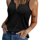 Black Basic & Casual Split V Neck Tank Top