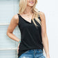 Black Basic & Casual Split V Neck Tank Top