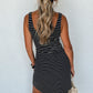 Black Striped Backless Ribbed Knit Mini Dress