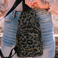 Leopard Printed PU Leather Zippered Fanny Pack Sling Bag