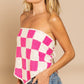 Checkerboard Pattern Tube Top Sweater