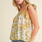 Yellow Floral Patchwork Boho Knot Straps Top